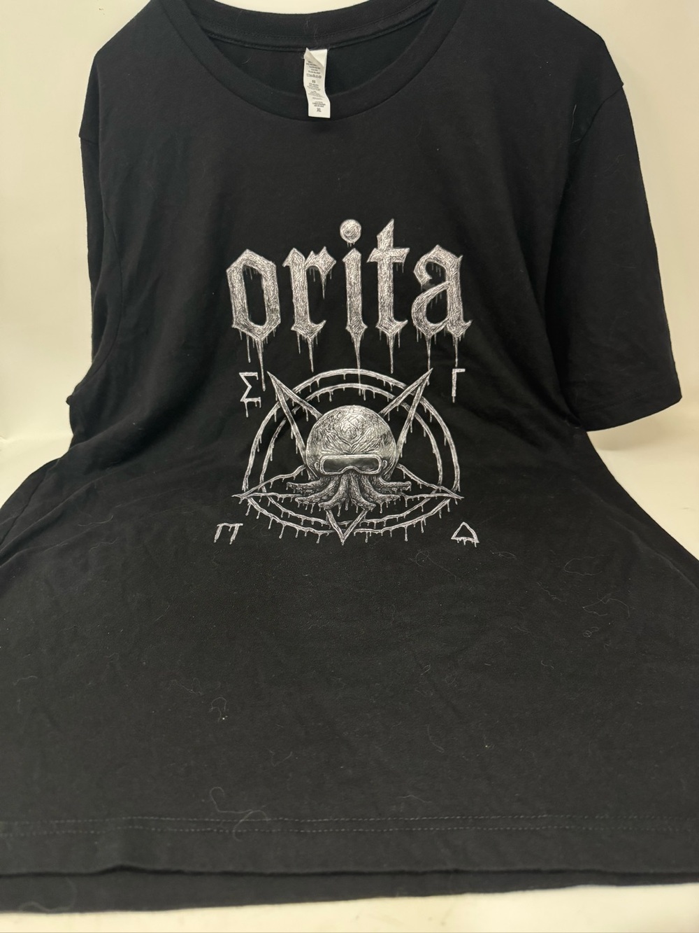 Bella Canvas Black Short‑Sleeve Tee with White Orita Graphic size XL preowned
